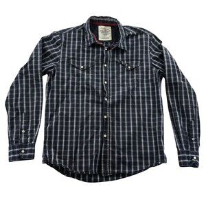 Super Bad Shirt Licence Mens Shirt Large Black Plaid Pearl Snap Western Top